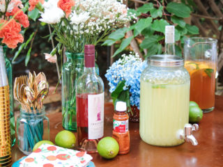 Drink table at summer garden party